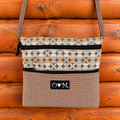 3 Zip Tan Cross Body Purse-Home dec fabric
