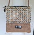 Stella Mocha Crossbody Purse - Mocha/Multi color  Geometric Print Fabric