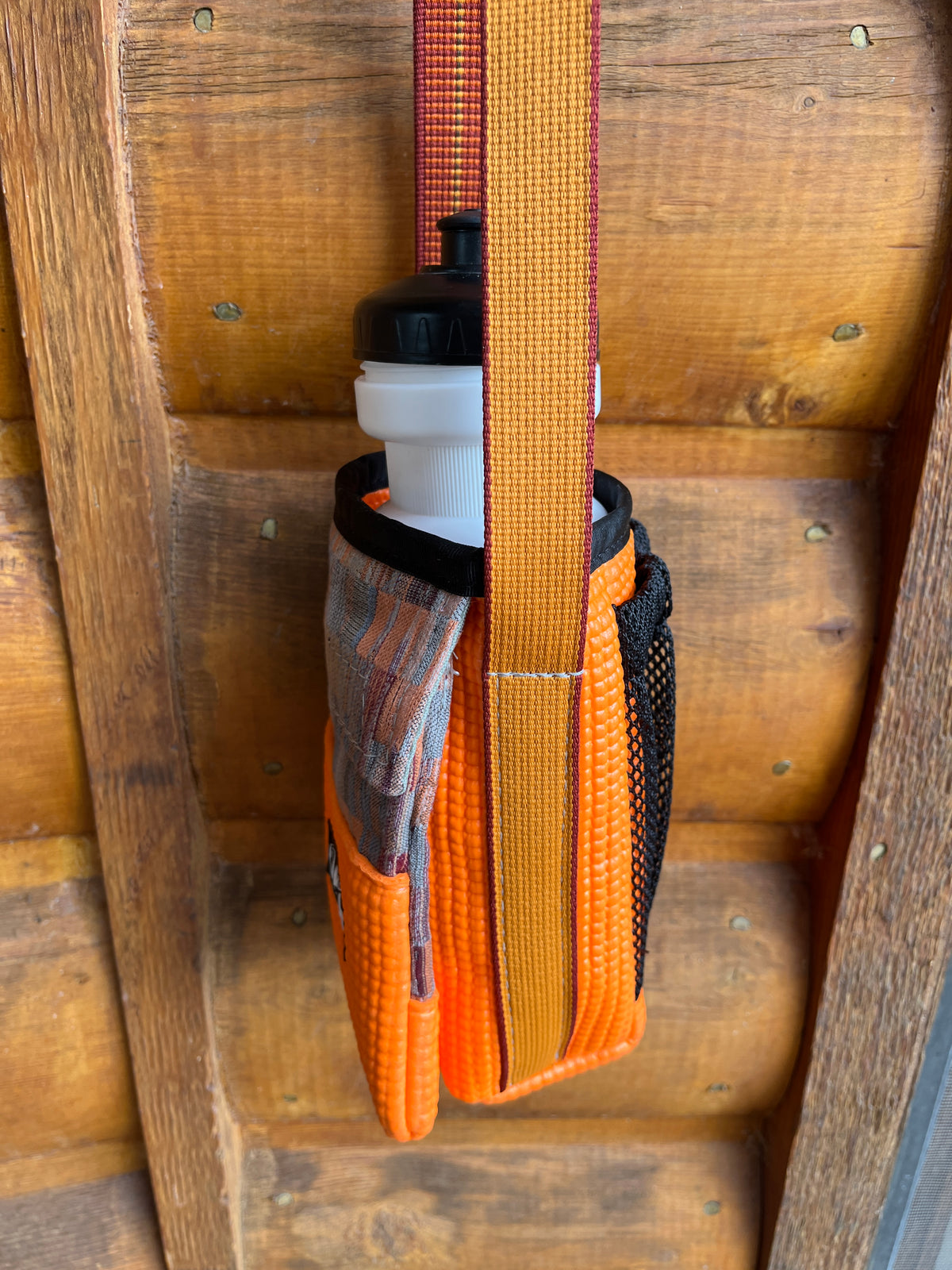Ajax Orange Water Bottle Holder Purse- Home decor Fabric