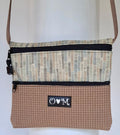 3 Zip Mocha Cross Body Purse-Vinyl Beautiful print fabric