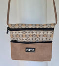 3 Zip Tan Cross Body Purse-Home dec fabric