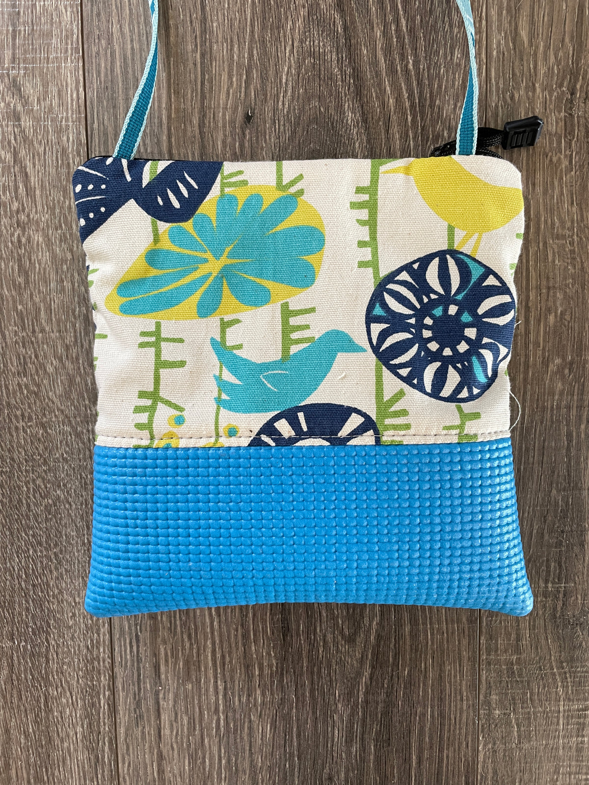 Stella Dark Teal Cross Body Purse-Blue and Yellow Bird