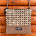 Stella Mocha Crossbody Purse - Mocha/Multi color  Geometric Print Fabric
