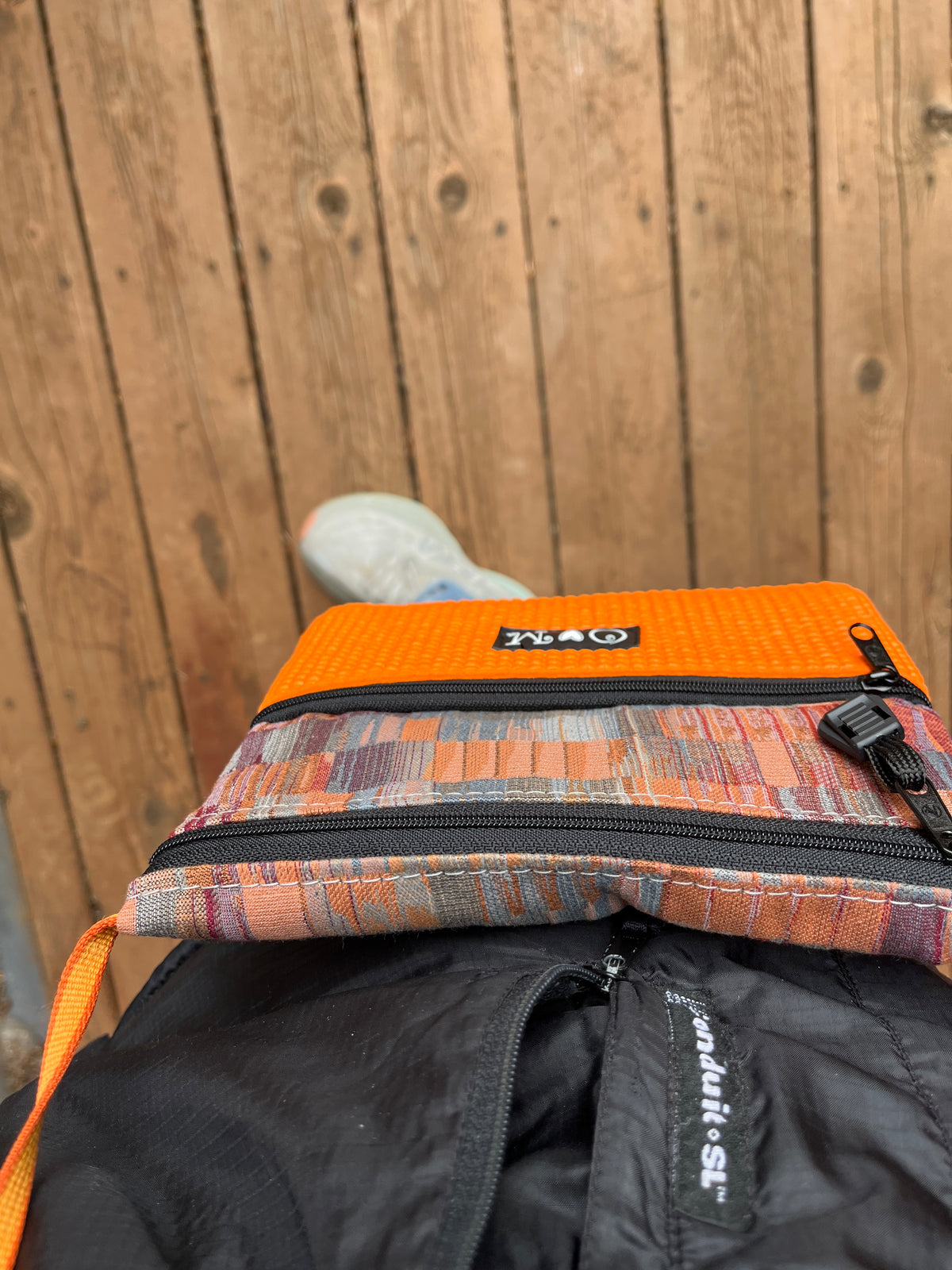 3 Zip Bag Orange- Geometric Rectangle Print Home Dec Fabric