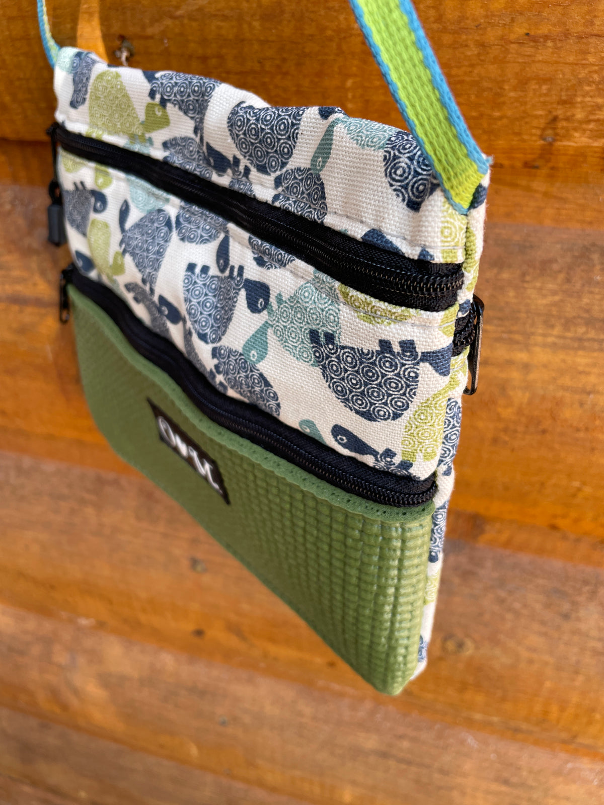 3 Zip Olive Green - Turtle Print Fabric