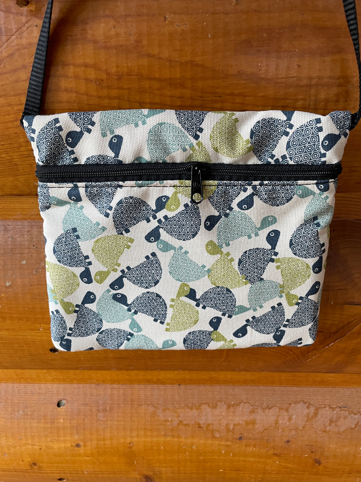 3 Zip Bag Blue- Turtle Blue/Green Turtle Print Fabric