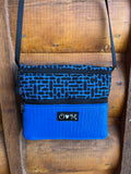 3 Zip Bag Blue- Blue & Black Print Fabric