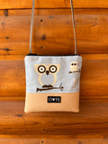 Stella Tan Cross body purse-Owl Print fabric