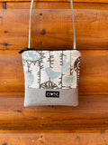 Stella Gray Purse -Bird Print Fabric