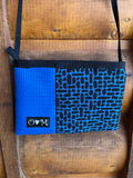 GoGo Blue Crossbody purse-Geometric blue & black print fabric
