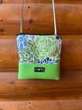 Stella Green Crossbody purse- Rose Flower print fabric