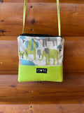 Stella Lime Cross Body purse- Elephant print fabric