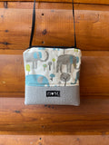 Stella Gray Cross Body purse- Elephant print fabric