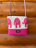 Stella Pink Cross Body purse- Elephant print fabric