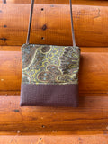 Stella Brown Crossbody Purse- Paisley print fabric