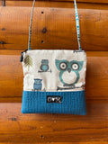 Stella Dark Teal Cross Body-Owl Print Fabric