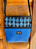 Bernie Blue Crossbody Bag- Geometric Circle Print Fabric