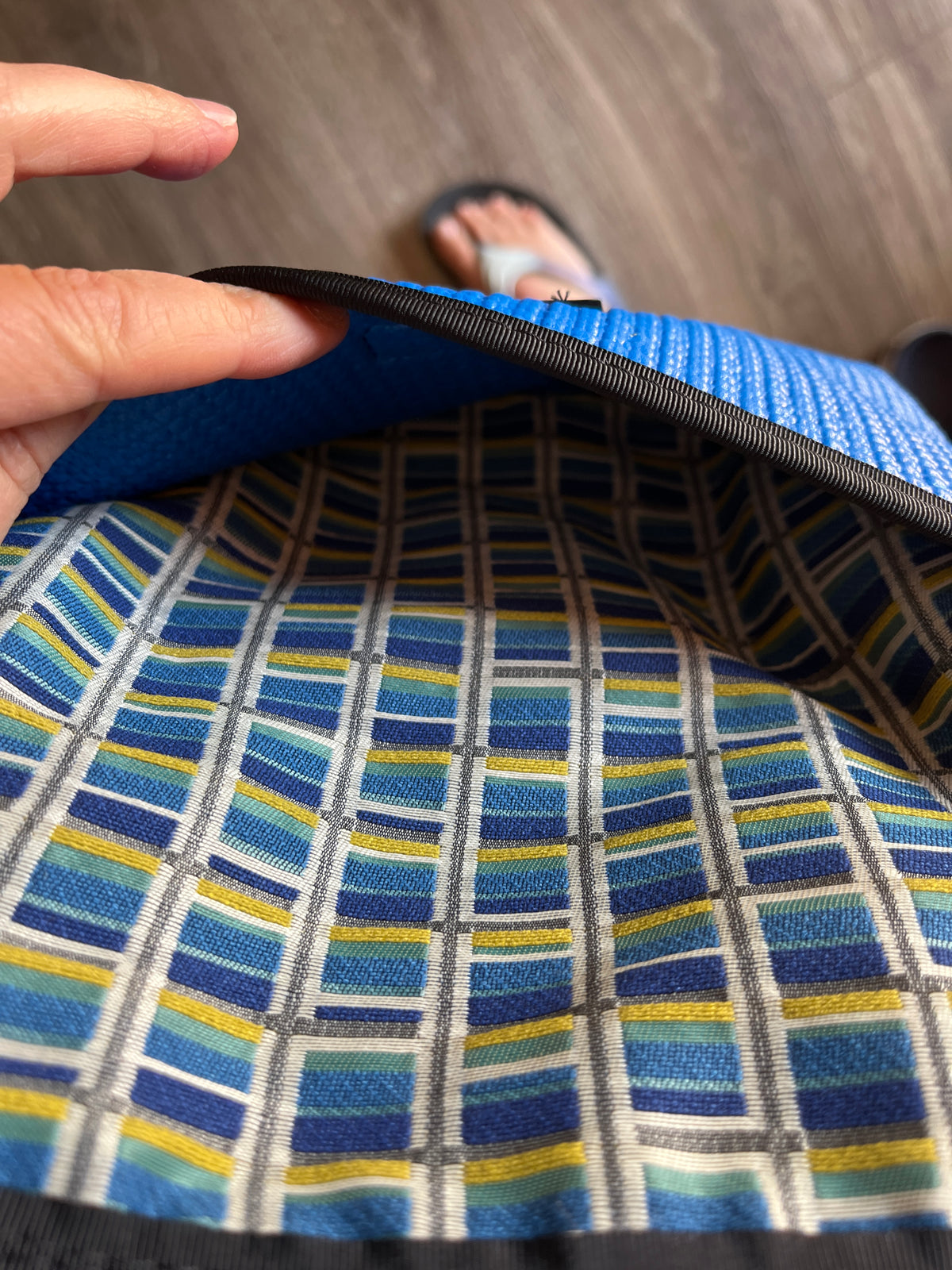 Bernie Blue Crossbody Bag- Home dec Print Fabric