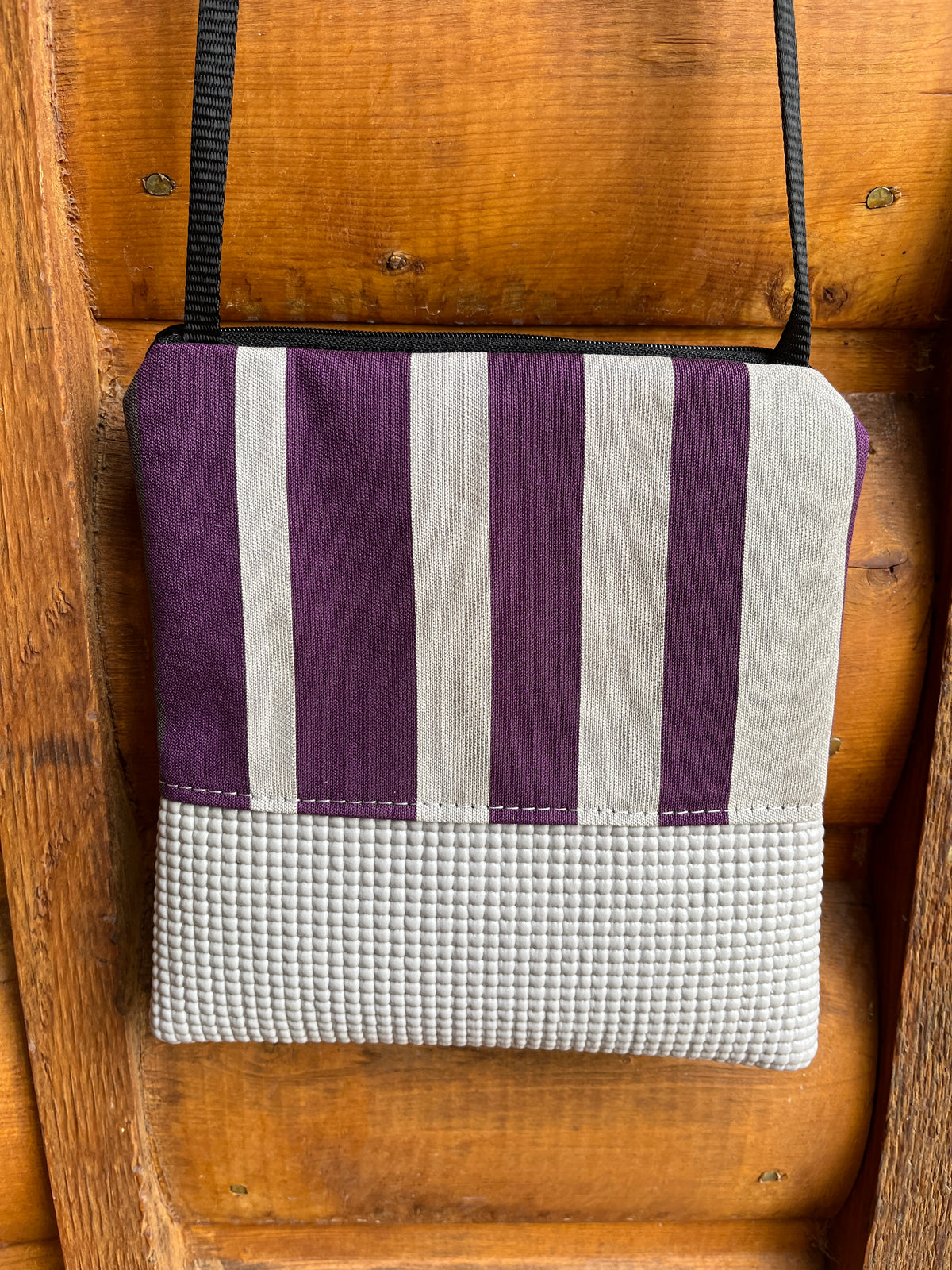 Stella Gray Cross Body- Purple and Gray Stripes
