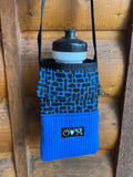 Ajax Blue Water Bottle Holder/Purse-Black/blue Lines Print