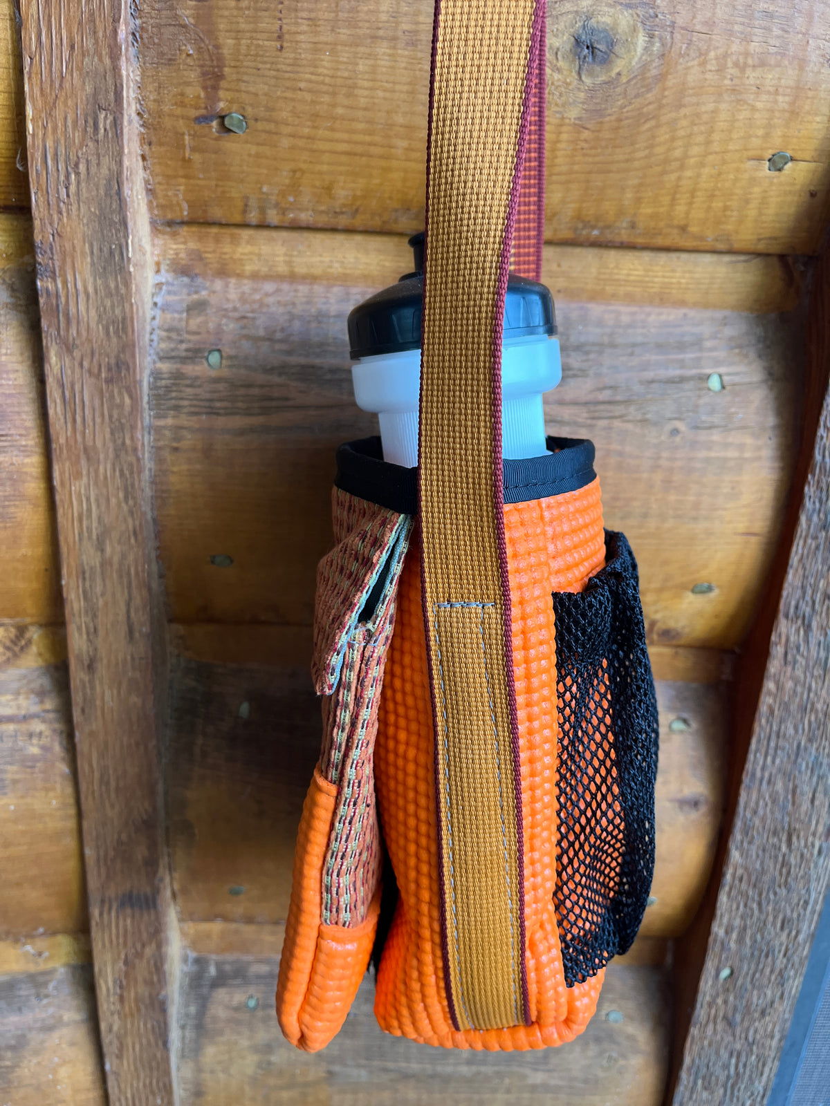 Ajax Orange Water Bottle Holder Purse- Home decor Fabric
