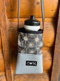 Ajax Water Bottle Holder Purse- Gray home decor print fabric
