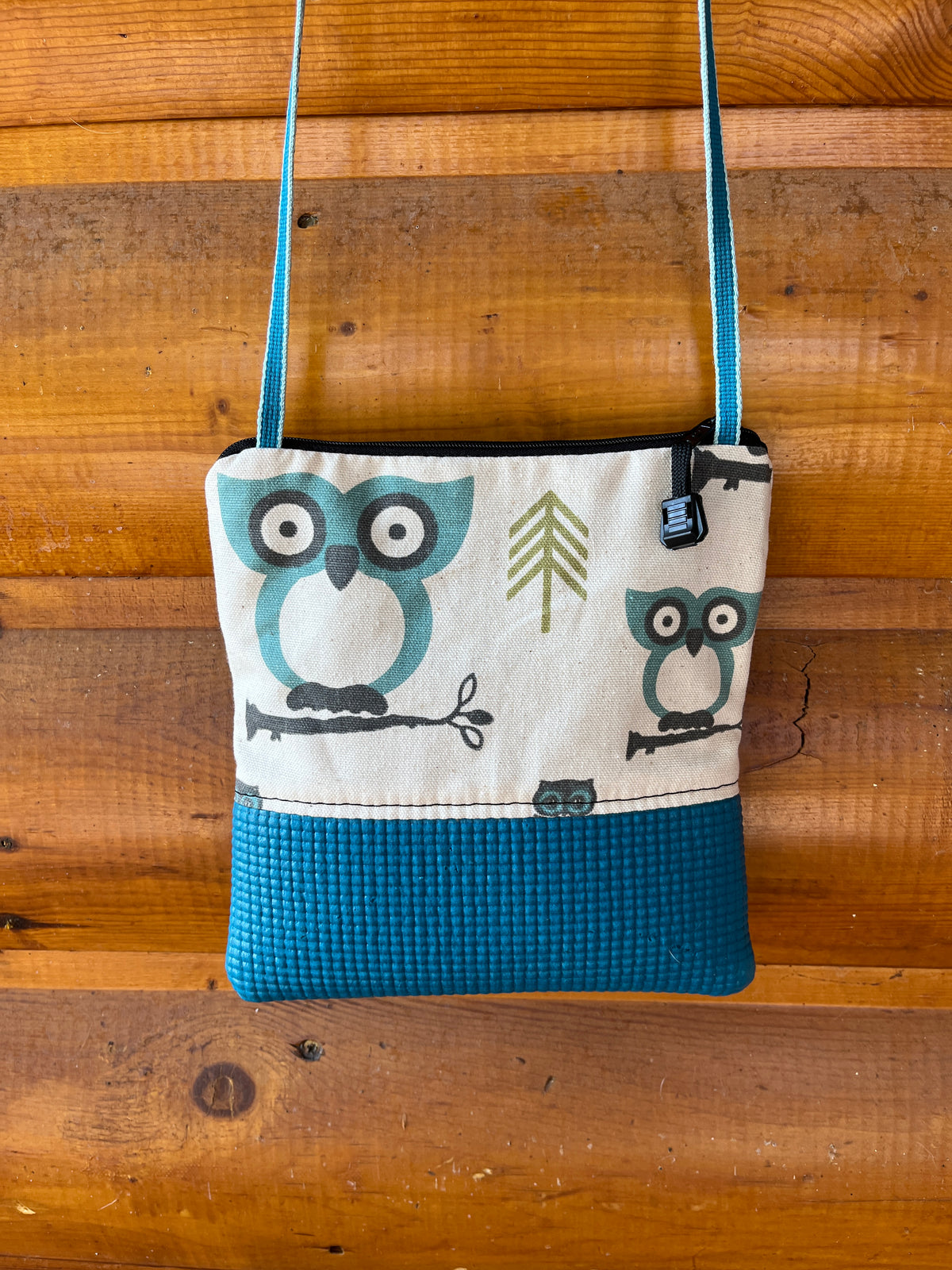 Stella Dark Teal Cross Body-Owl Print Fabric