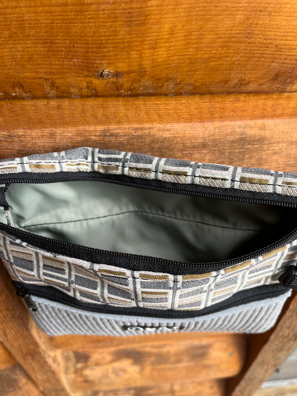 3 Zip Bag Gray- Geometric Home dec Print Fabric