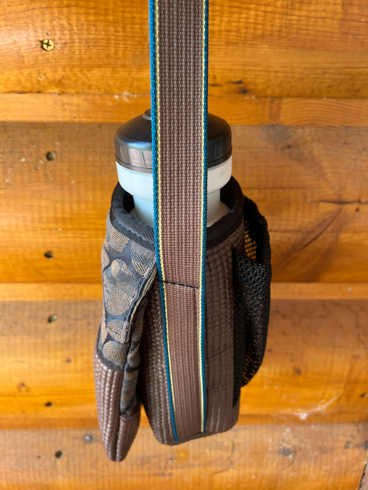 Ajax Brown Water Bottle Holder/ Purse-Geo home dec fabric
