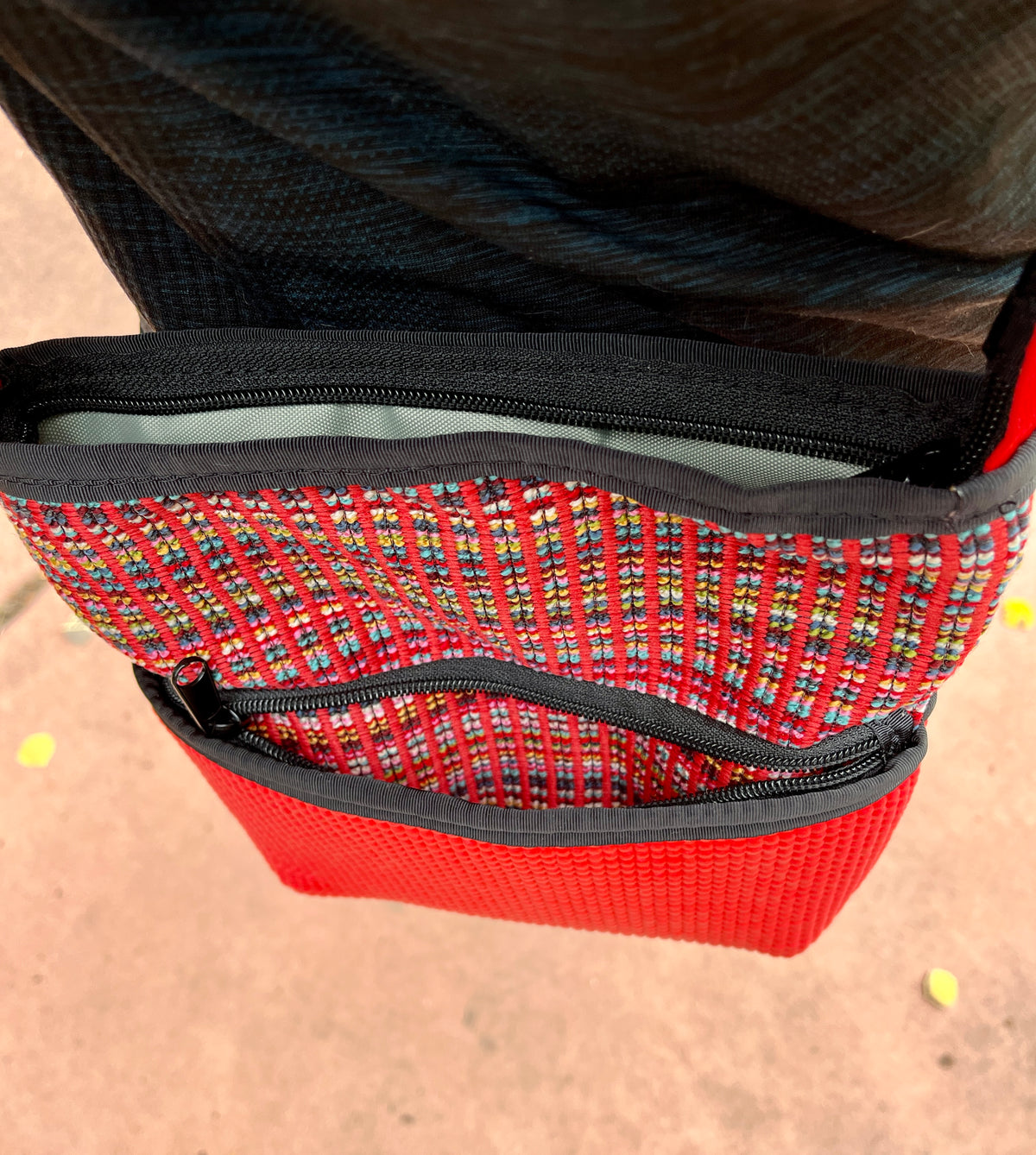 Bernie Red Cross Body Purse-Home dec geometric fabric