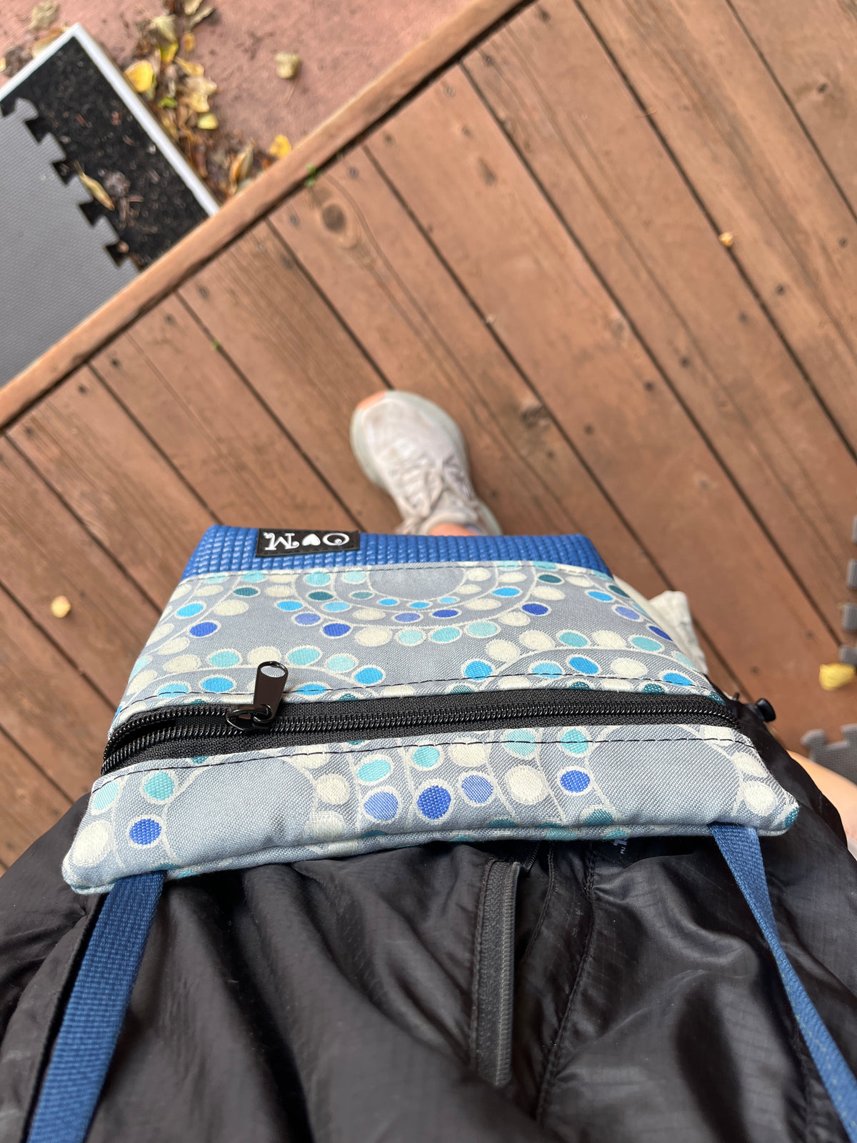 Blue Lola Adjustable Purse-Dots Print home dec Fabric