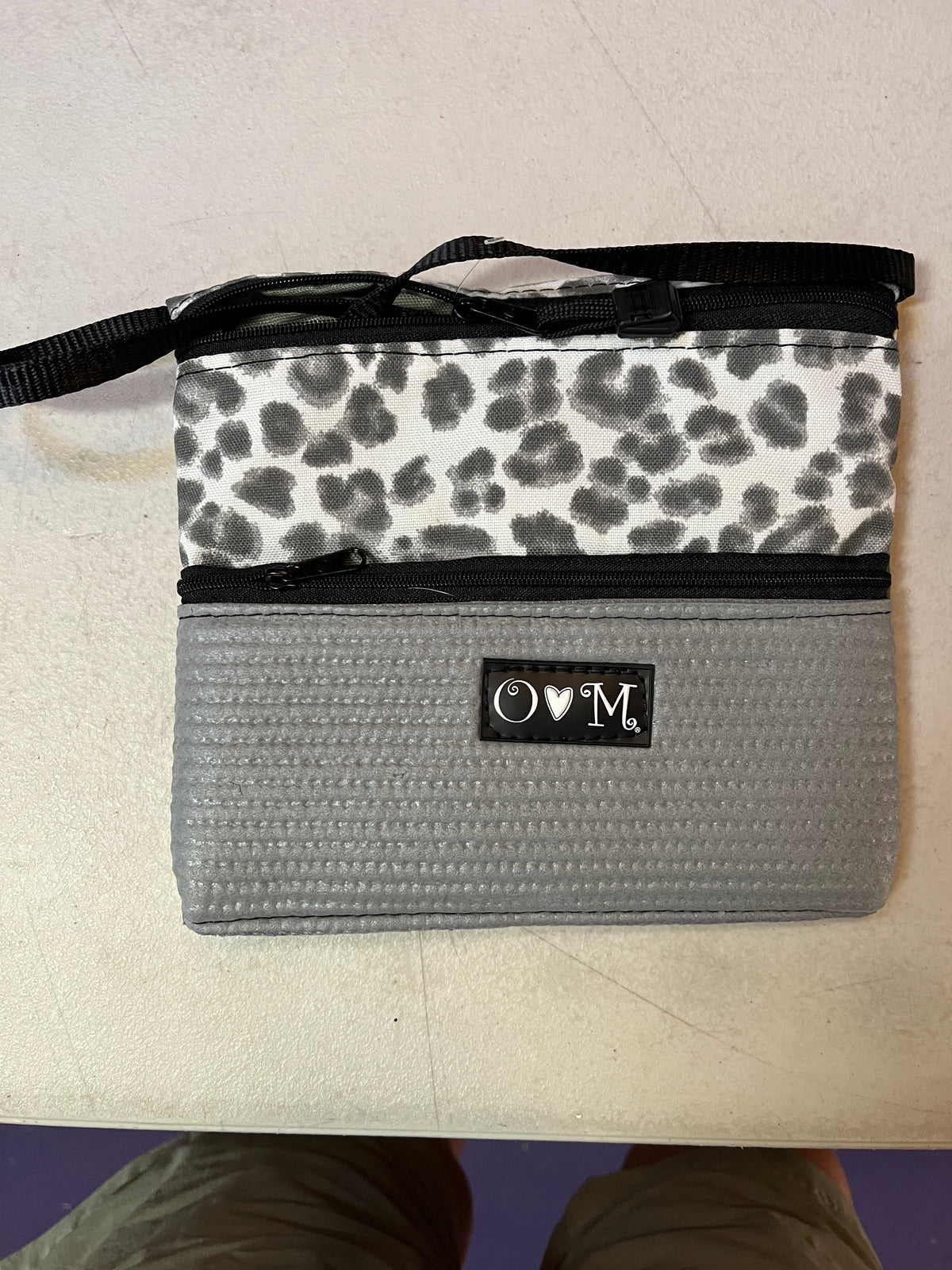3 Zip Bag Gray- Animal Print Fabric