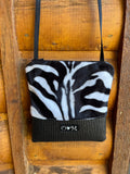 Stella Black Cross Body Purse-Faux Fur Black and white