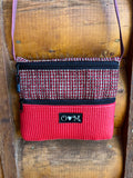 3 Zip Red Cross Body Purse-Geometric Home Dec fabric