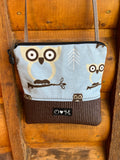 Stella Brown Cross body purse-Owl Print fabric