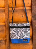 Lola Blue Cross Body -Damask Print fabric