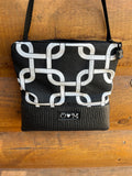Stella Black Cross Body Purse-Geometric print fabric