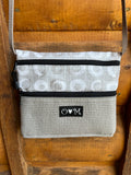 3 Zip Bag Gray- Circle print USA made fabric