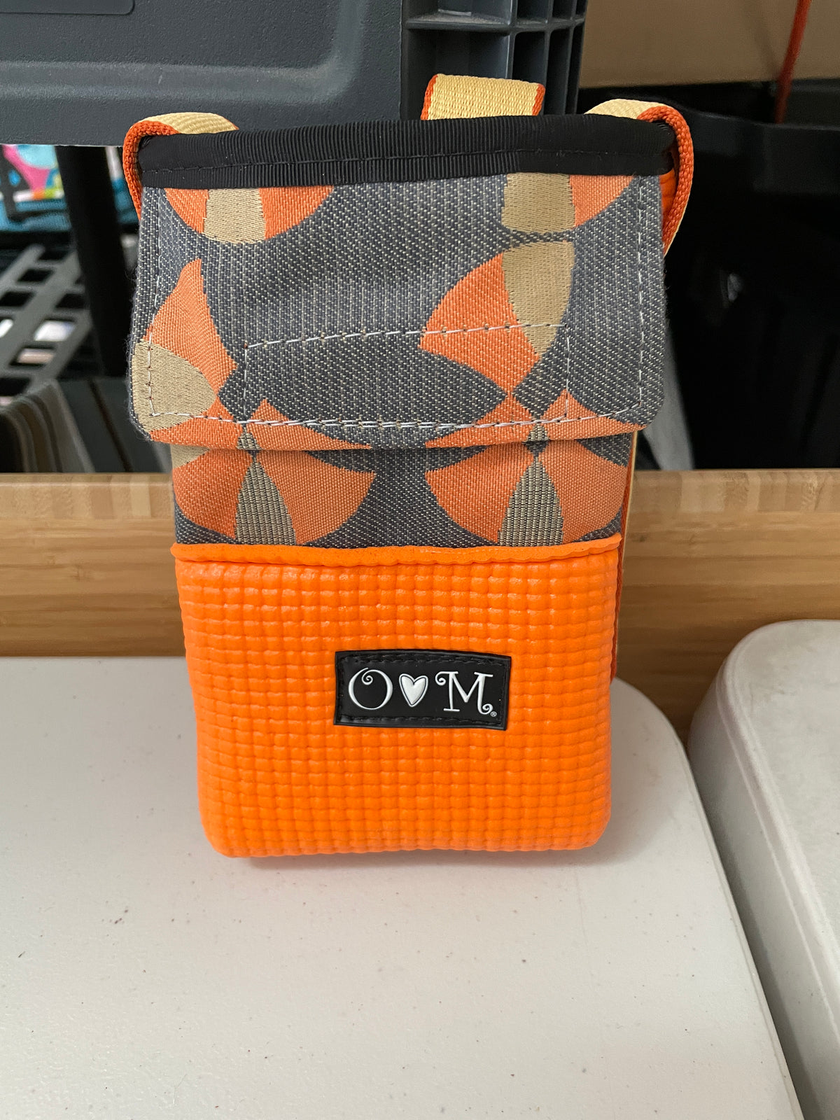 Ajax Orange Water Bottle Holder Purse- Home decor Fabric