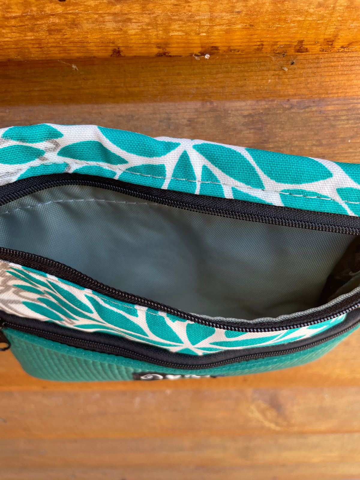 3 Zip Bag Seafoam Green- Floral Print Fabric