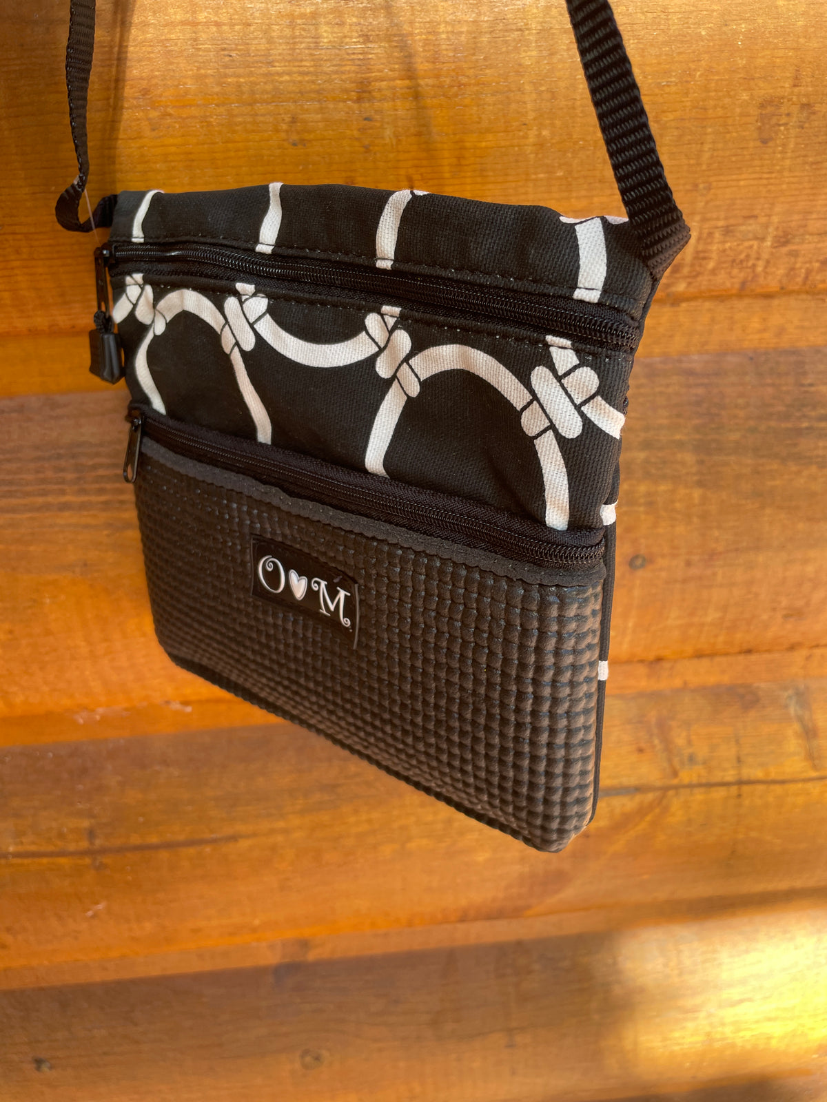 3 Zip Black Geometric Print Fabric