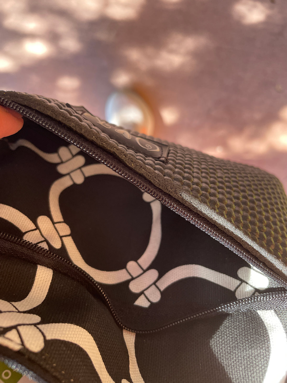 3 Zip Black Geometric Print Fabric