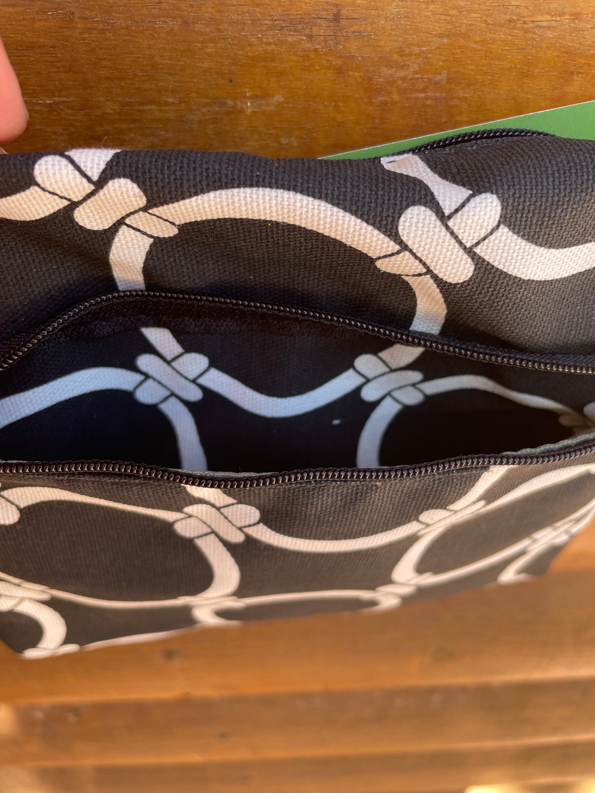 3 Zip Black Geometric Print Fabric