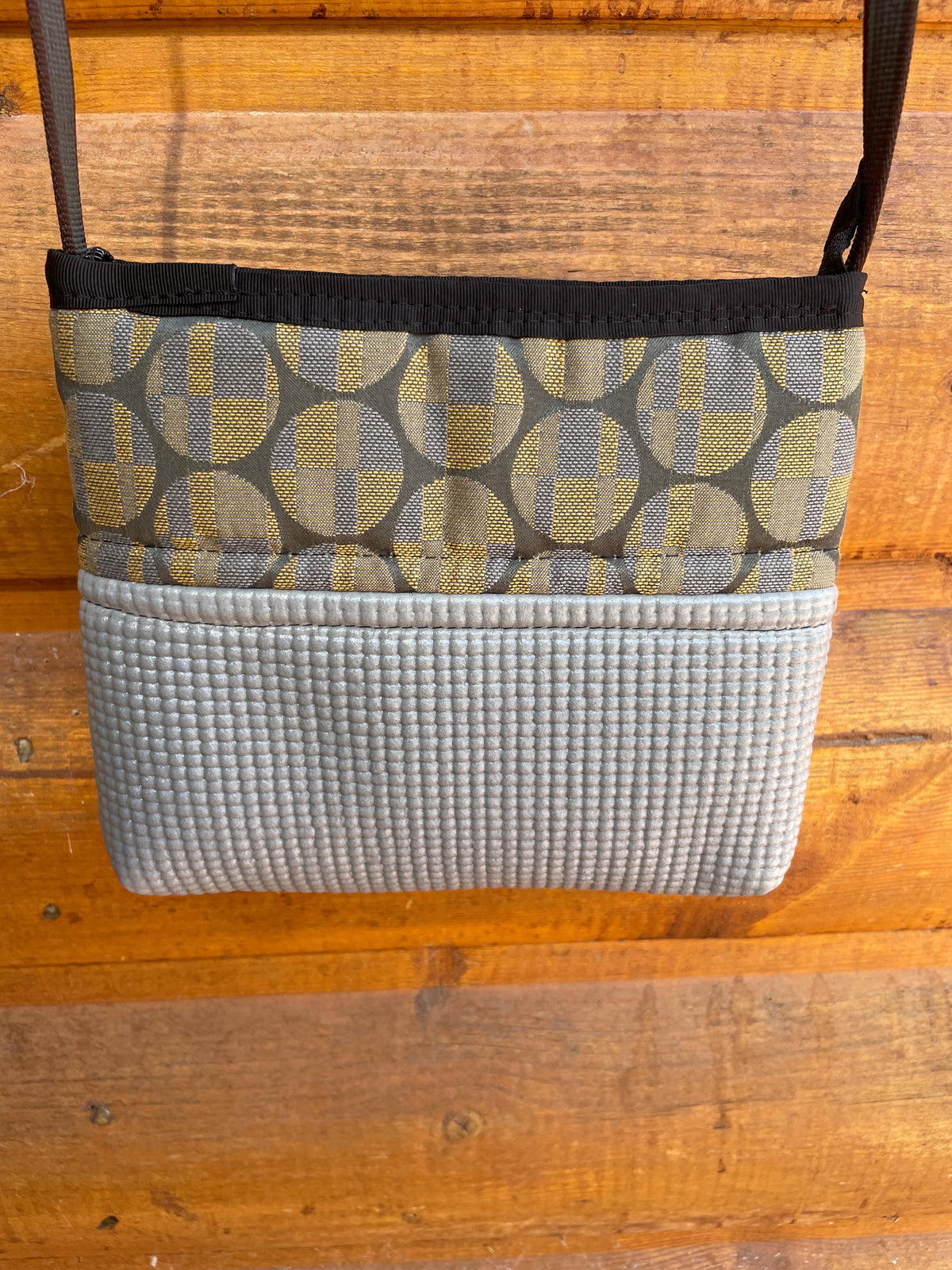 LinDa Gray Cross Body Purse-Geometric print Fabric