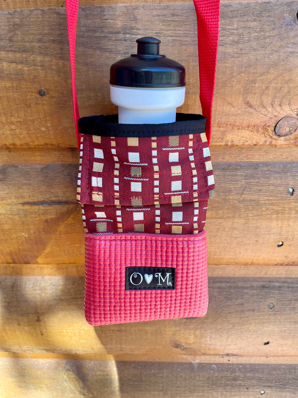 Ajax Red water bottle holder/Purse- Geometric Print Fabric