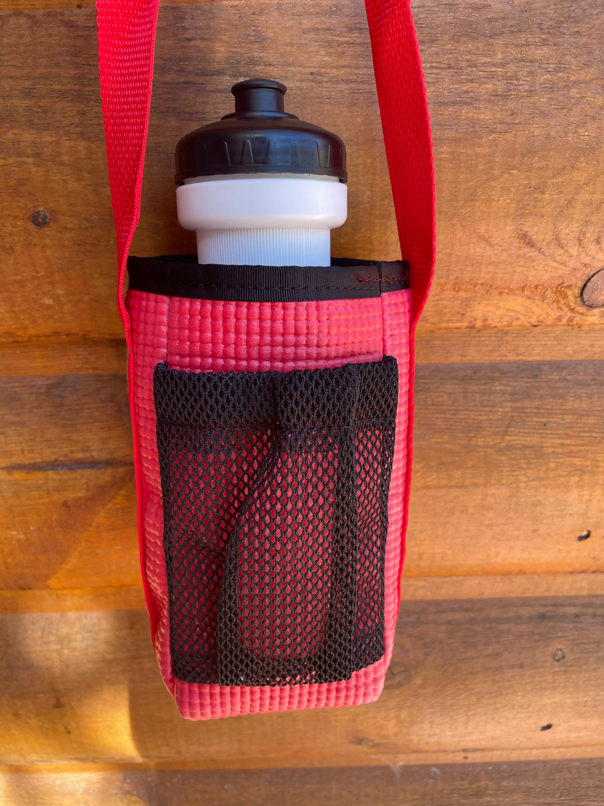 Ajax Red water bottle holder/Purse- Geometric Print Fabric