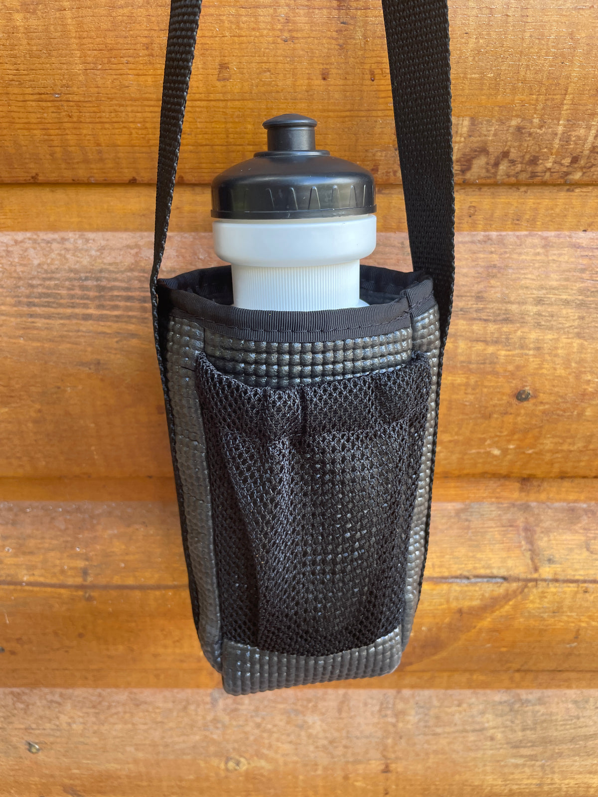 Ajax Black Water Bottle Holder/ Purse-Rain drop print fabric