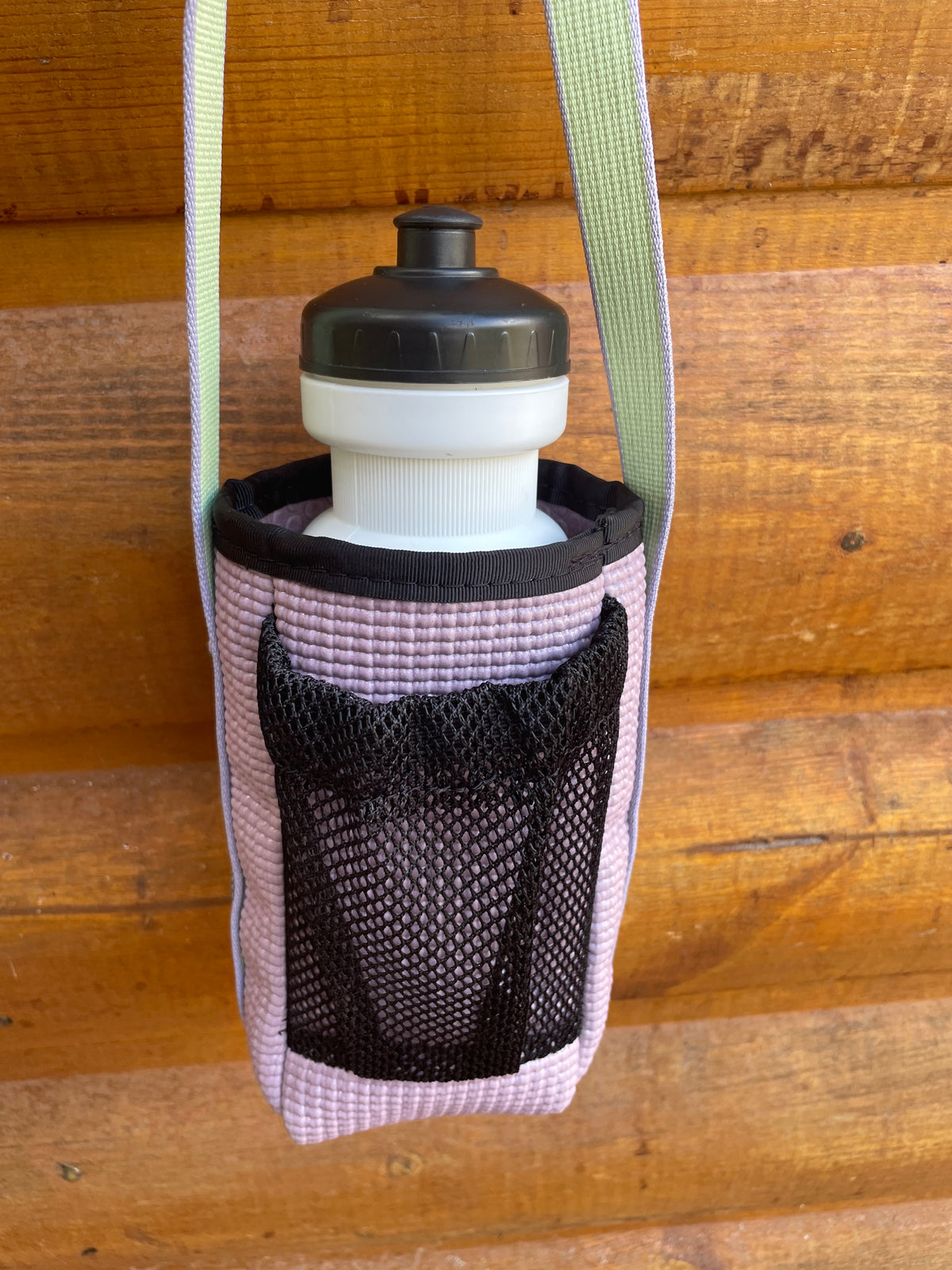 Ajax Lavender Water Bottle Holder Purse-Polka Dot Print fabric
