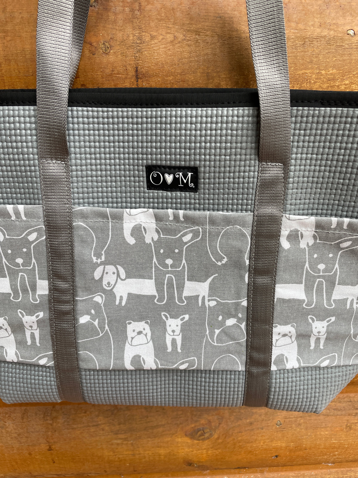 Molly Gray Tote Bag- Dog Print Fabric