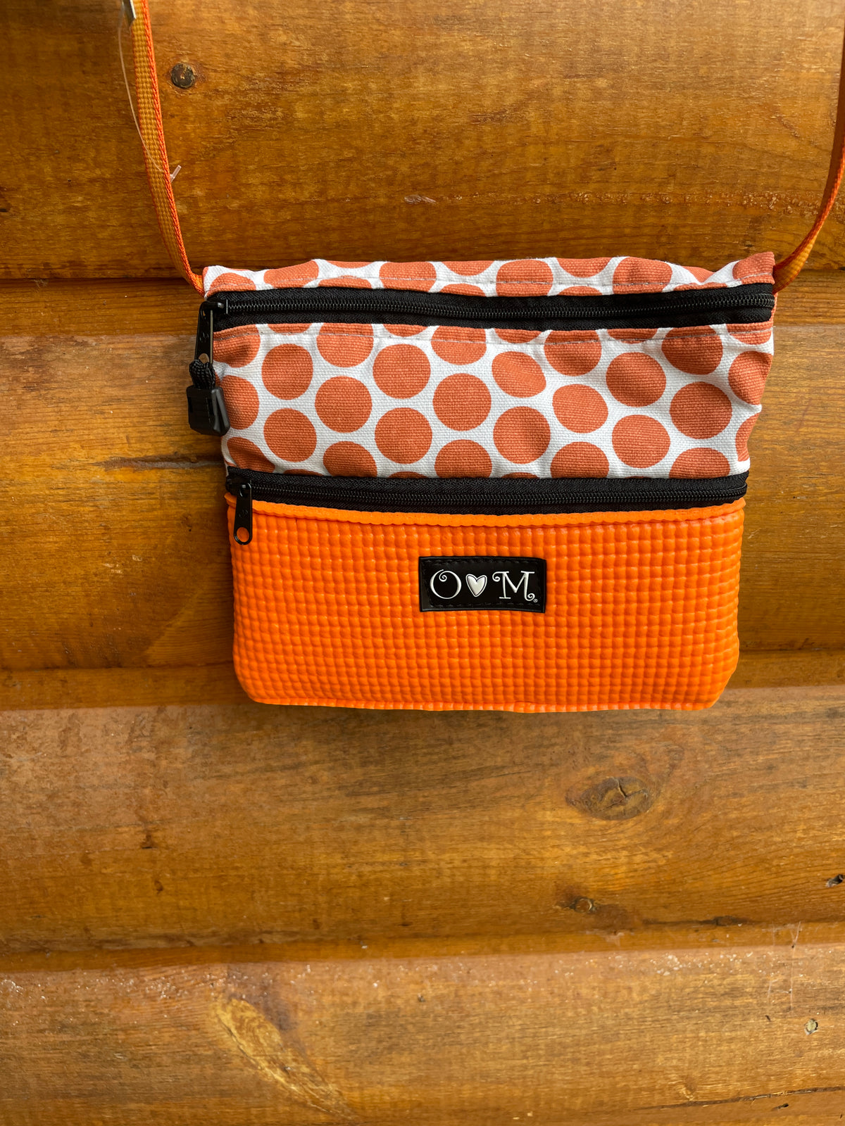3 Zip Bag Orange-Polka Dot Print Fabric